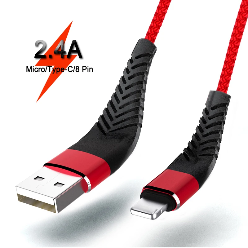 2.4A Fast Charging USB Cable for iPhone Micro Type c Charging Cable 1m 2m 3m 0.25m Quick Charge 3.0 Cable for Samsung Xiaomi HTC
2.4A Fast Charging USB Cable for iPhone Micro Type c Charging Cable 1m 2m 3m 0.25m Quick Charge 3.0 Cable for Samsung Xiaomi HTC
