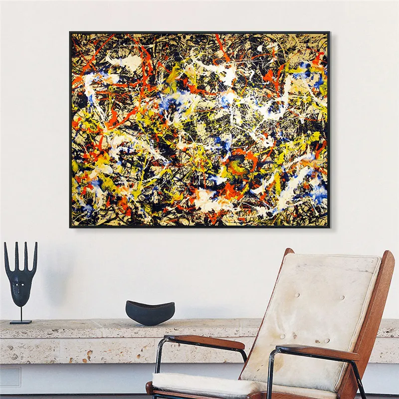 

Abstract Painting Wall Art by Jackson Pollock Replic Giclee Print on Canvas Famous Posters Picture Living Room Home Office Decor