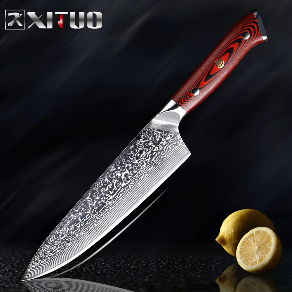 Фото Нож шеф-повара XITUO из дамасской стали 8 дюймов профессиональный универсальный нож