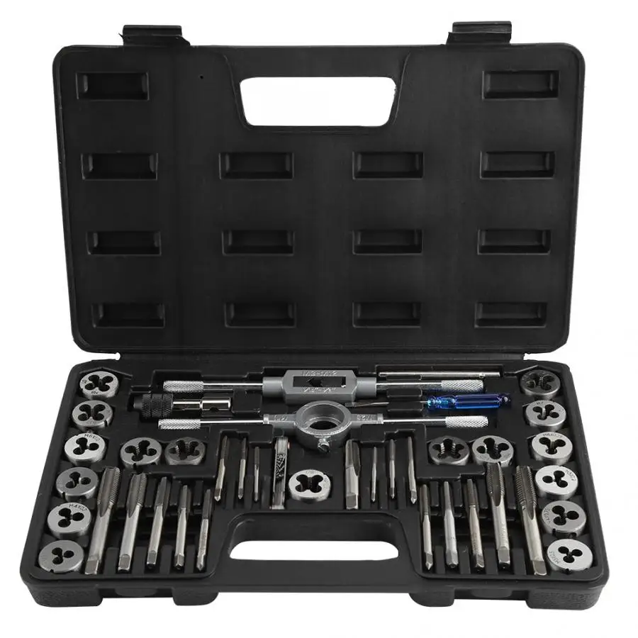 40Pcs/set Screw Taps Tool Set M3-M12 Nut Tap and Die with Wrenches Thread Gauge Heavy Duty Hand Tools | Инструменты