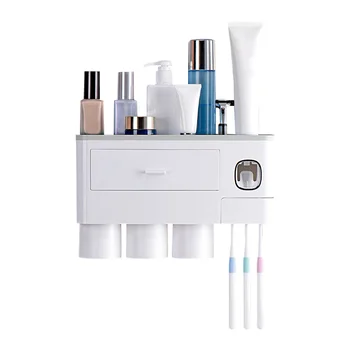 Toothbrush Rack Toothpaste Dispenser Hands Free Toothpaste Squeezer with Cup Holder Drawer _WK
Toothbrush Rack Toothpaste Dispenser Hands Free Toothpaste Squeezer with Cup Holder Drawer _WK