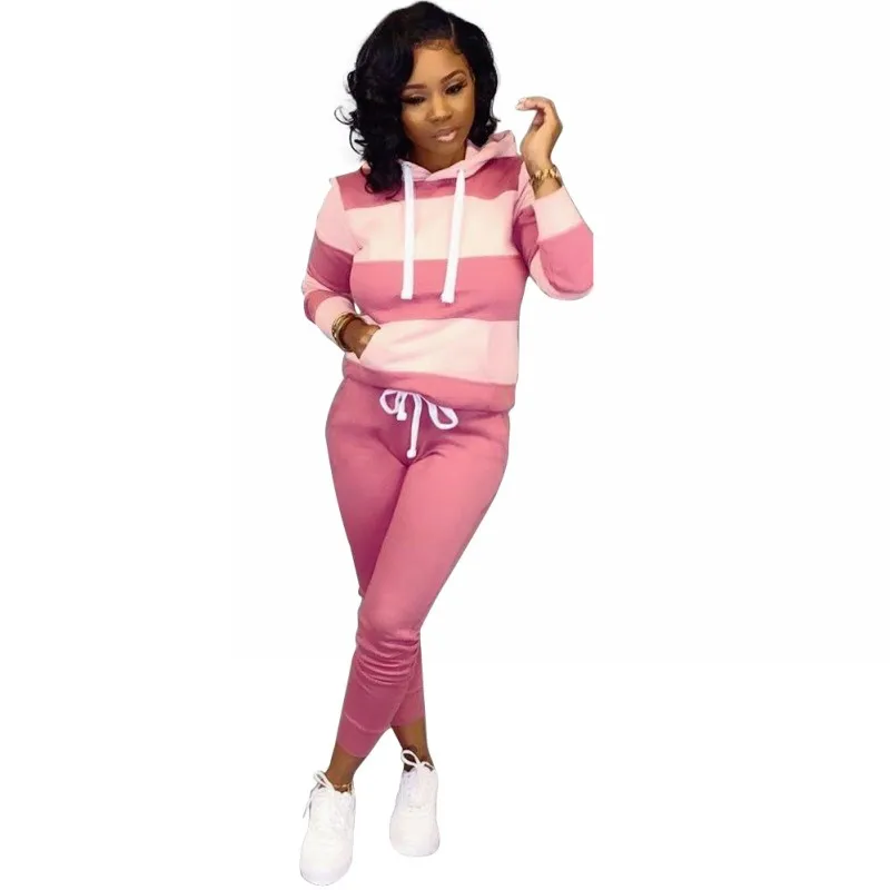 Two Piece Set Women's Tracksuits 2019 Autumn Winter Women Striped Hooded Sweatshirt And Pants Set Sport Suits Pockets Sweatsuits
Two Piece Set Women's Tracksuits 2019 Autumn Winter Women Striped Hooded Sweatshirt And Pants Set Sport Suits Pockets Sweatsuits