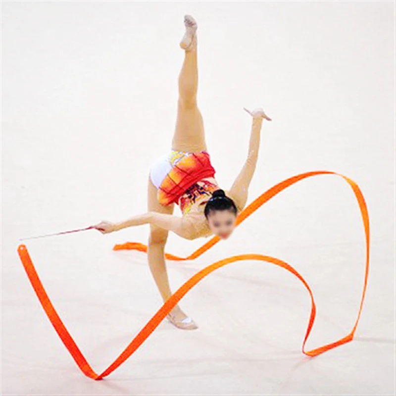 

Y2M/4M Colorful Gym Ribbons Professional Dance Ribbon Rhythmic Art Gymnastic Ballet Streamer Twirling Rod Stick Gym Training