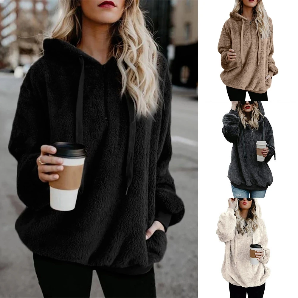 New Autumn Winter Thick Warm Coat Velvet Women Hoody Sweatshirt Solid Black Pullover Casual Tops Lady Loose Long Sleeve
New Autumn Winter Thick Warm Coat Velvet Women Hoody Sweatshirt Solid Black Pullover Casual Tops Lady Loose Long Sleeve