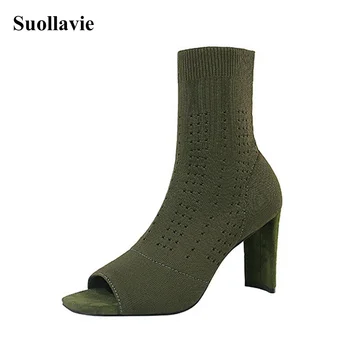 2020 New Elastic Knit Sock Women Boots Open Toe High Heels Slip-On Sexy Sock Green Black Ankle Boots Size34- 40
2020 New Elastic Knit Sock Women Boots Open Toe High Heels Slip-On Sexy Sock Green Black Ankle Boots Size34- 40