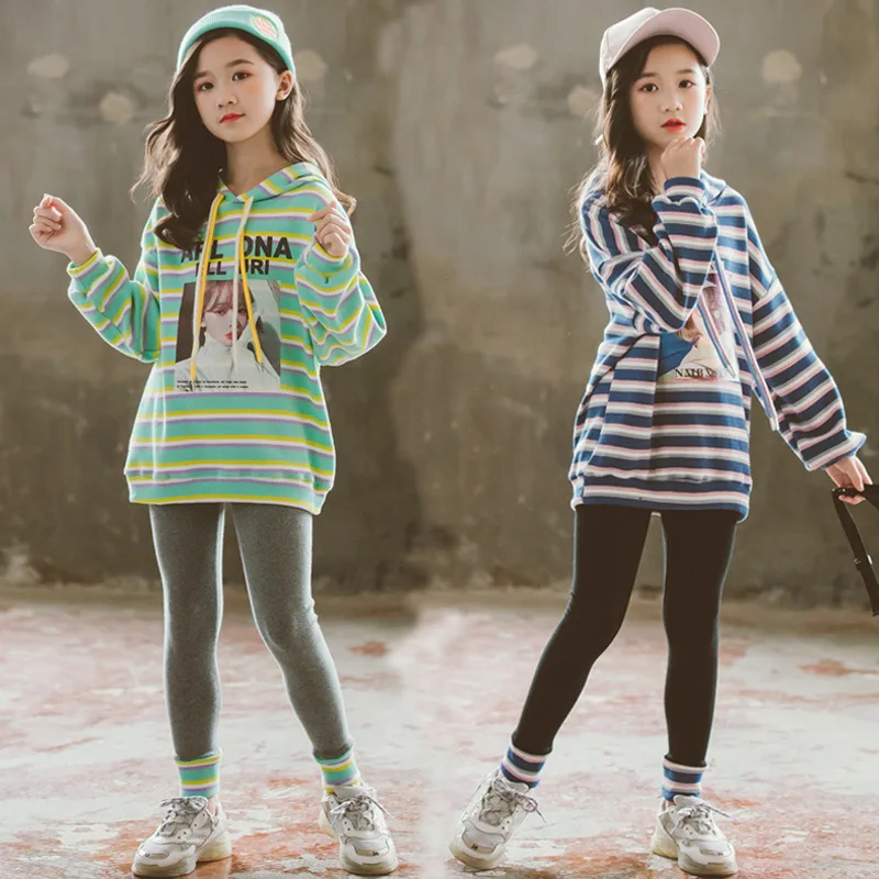 Girls Clothes Sets 2019 Autumn Winter Korean Style Casual Striped Hooded + Long Pants Two-piece Set for 7 8 9 10 12 14 Year
Girls Clothes Sets 2019 Autumn Winter Korean Style Casual Striped Hooded + Long Pants Two-piece Set for 7 8 9 10 12 14 Year