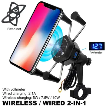 Motorcycle Mobile Phone Holder 2 in 1 Wireless Charger Handlebar Mirror Bracket With Voltmeter USB Charging GPS Mount Stand
Motorcycle Mobile Phone Holder 2 in 1 Wireless Charger Handlebar Mirror Bracket With Voltmeter USB Charging GPS Mount Stand