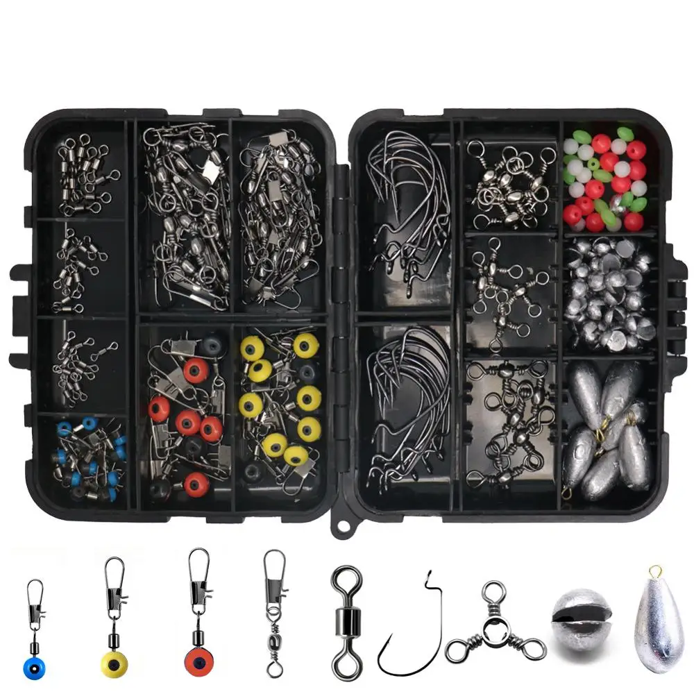 210pcs/box Fishing Accessories Kit Including Jig Hooks Fishing Sinker Weights Fishing Swivels Snaps With Fishing Tackle Box
210pcs/box Fishing Accessories Kit Including Jig Hooks Fishing Sinker Weights Fishing Swivels Snaps With Fishing Tackle Box