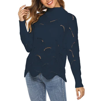 High-rise lapel retro sweater autumn chic solid color round neck hollow hole knit sweater medium high-neck pullover
High-rise lapel retro sweater autumn chic solid color round neck hollow hole knit sweater medium high-neck pullover