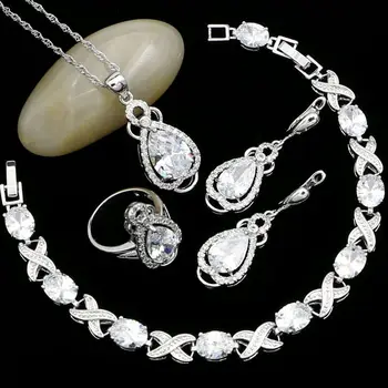 925 Sterling Silver Bride Jewelry Sets For Women Engagement Decoration White Crystal Earrings/Pendant/Necklace/Ring/Bracelet
925 Sterling Silver Bride Jewelry Sets For Women Engagement Decoration White Crystal Earrings/Pendant/Necklace/Ring/Bracelet