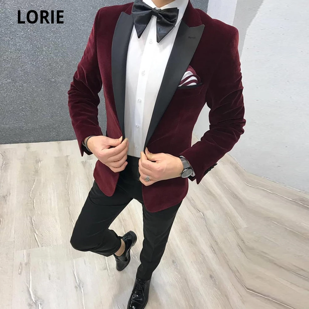 LORIE Burgundy Velvet Blazer Jacket Peak Lapel Button Fly Mens Prom Suit Two Pieces Soft High Quality Fashion Tuxedos Wear 2020
LORIE Burgundy Velvet Blazer Jacket Peak Lapel Button Fly Mens Prom Suit Two Pieces Soft High Quality Fashion Tuxedos Wear 2020