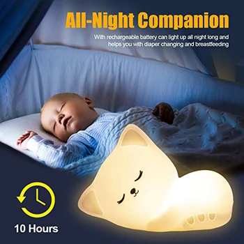 N Kids Night Light Cat Cute Lamp Silicone Baby Night Light with Touching Sensor Rechargeable Color Changing for Children TE889
N Kids Night Light Cat Cute Lamp Silicone Baby Night Light with Touching Sensor Rechargeable Color Changing for Children TE889