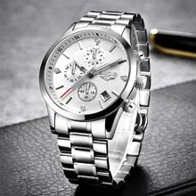 2020 Luik Mannen Horloges Top Luxe Merk Sport Quartz Horloge Mannen Chronograph Waterdichte Polshorloge Man Rvs Datum Klok(China)