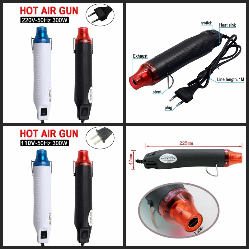 Heat Gun US 110V and EU 220V 300W Melt Embossing Powder Dry Glue Set Inks Supporting Seat Shrink Plastic Air Heat Tool Craft Diy
Heat Gun US 110V and EU 220V 300W Melt Embossing Powder Dry Glue Set Inks Supporting Seat Shrink Plastic Air Heat Tool Craft Diy