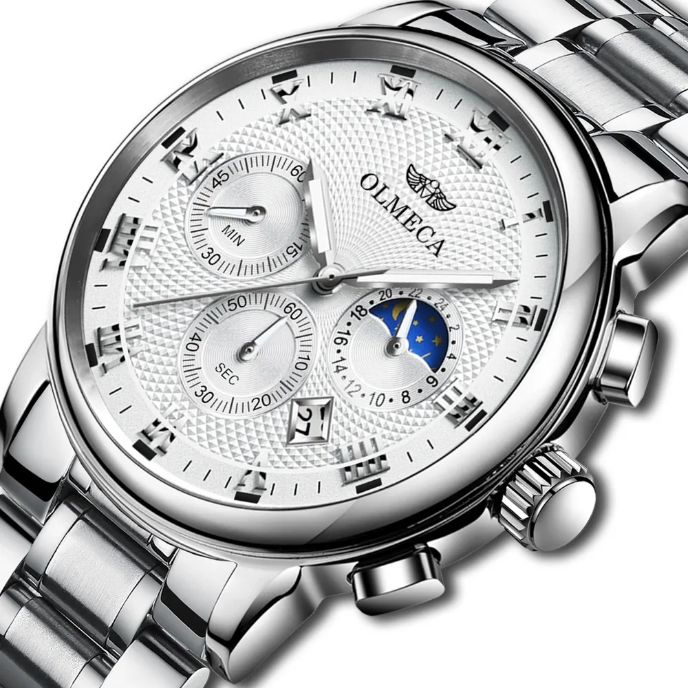 Mens Watches OLMECA Fashion Brand Luxury Watch Stainless Steel Quartz Watch Waterproof Chronograph Wrist Watch Relogio Masculino
Mens Watches OLMECA Fashion Brand Luxury Watch Stainless Steel Quartz Watch Waterproof Chronograph Wrist Watch Relogio Masculino
