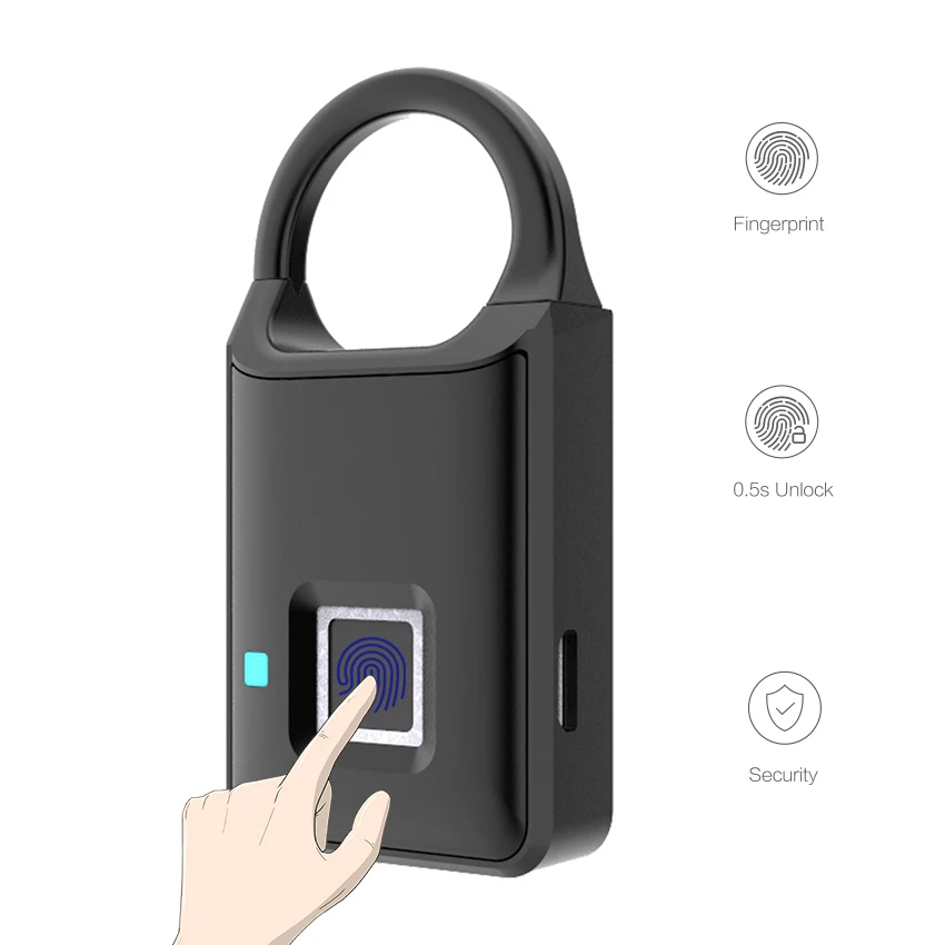 Aimitek Thumbprint Door Lock Biometric Smart Fingerprint Padlock USB Rechargeable Quick Unlock for Locker Cabinet Luggage Case Aimitek Thumbprint Door Lock Biometric Smart Fingerprint Padlock USB Rechargeable Quick Unlock for Locker Cabinet Luggage Case