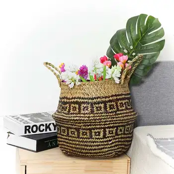 Seagrass Storage Basket Flower Pot Black Lattice Rattan Basket Plant Pot Toys Holder Laundry Basket Container Home Decoration
Seagrass Storage Basket Flower Pot Black Lattice Rattan Basket Plant Pot Toys Holder Laundry Basket Container Home Decoration
