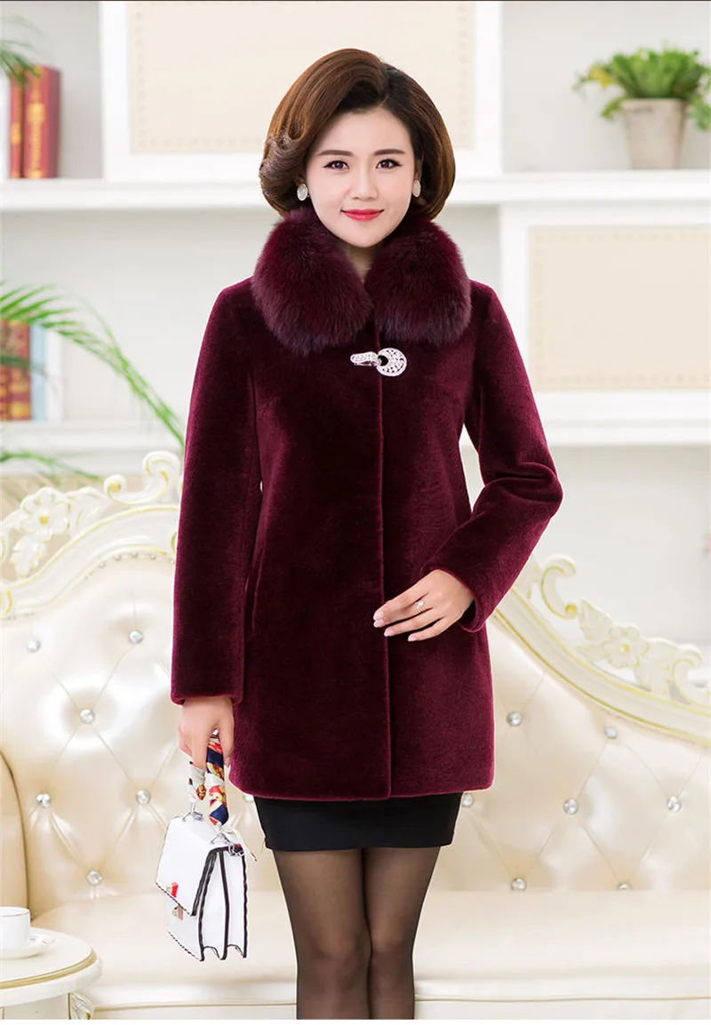 Manteau d'hiver en fourrure de vison pour femme, manteau Long avec col en fourrure de renard, pour mère d'âge moyen, 4XLA, nouvelle collection 2020 Manteau d'hiver en fourrure de vison pour femme, manteau Long avec col en fourrure de renard, pour mère d'âge moyen, 4XLA, nouvelle collection 2020