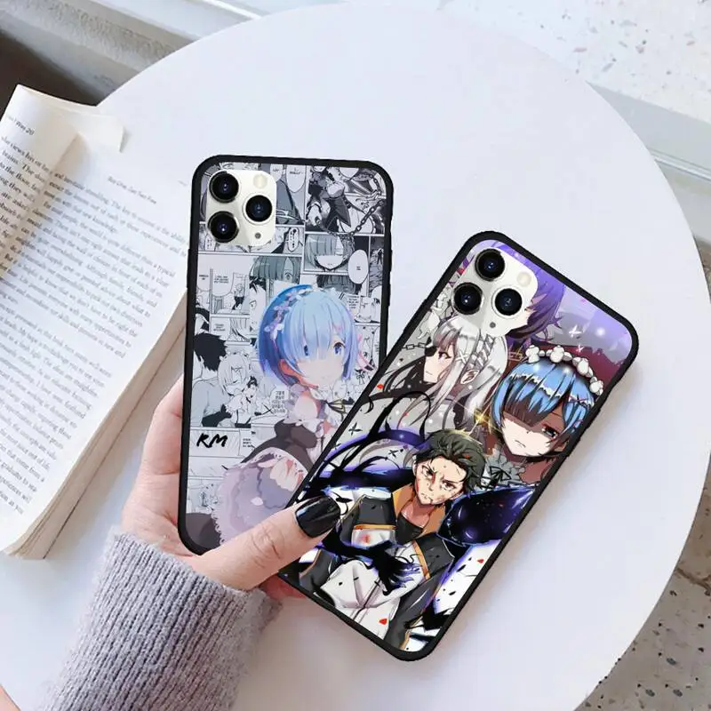 Чехол для телефона с аниме Re zero Rem Emilia резиновый чехол iPhone 11 pro XS MAX 8 7 6 6S Plus X 5S SE 2020 XR