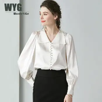 Office Lady Style Elegant Silk Blouses and Tops 2020 Spring Autumn New Arrival Front Buttons Through Long Sleeve OL Shirts
Office Lady Style Elegant Silk Blouses and Tops 2020 Spring Autumn New Arrival Front Buttons Through Long Sleeve OL Shirts