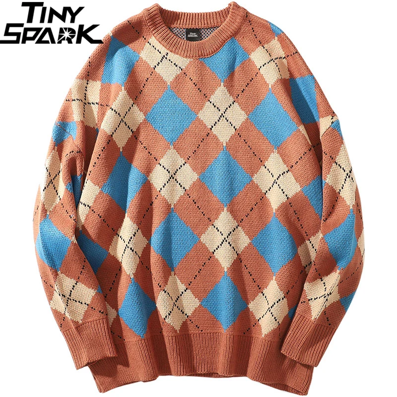 2019 Hip Hop Sweater Pullover Retro Plaid Streetwear Mens Knitted Sweater Checkered Vintage Color Block Sweaters Cotton Autumn
2019 Hip Hop Sweater Pullover Retro Plaid Streetwear Mens Knitted Sweater Checkered Vintage Color Block Sweaters Cotton Autumn