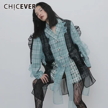 CHICEVER Patchwork Ruffle Mesh Suit For Women Notched Collar Long Sleeve High Waist Plaid Blazers Female Fashion Clothes New
CHICEVER Patchwork Ruffle Mesh Suit For Women Notched Collar Long Sleeve High Waist Plaid Blazers Female Fashion Clothes New