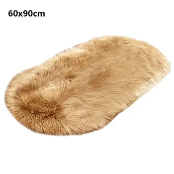 

Super Soft Oval Area Rug Faux Wool Fluffy Shaggy Kids Play Mat Baby Nursery Warm Floor Carpet Runner Chair Cover Cushion