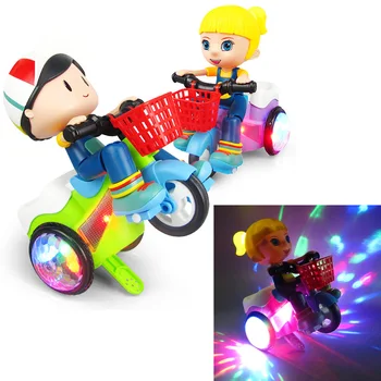 

Kids Rotate Stunt Dynamic Lighting Tricycle Model Toys for Children Electric Music Battery Powered Home Toy Car Universal Gift