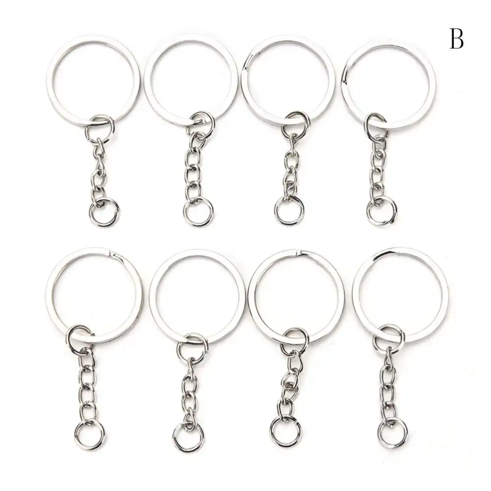 100 pcs/lot diy keyrings silvery key chains stainless circle