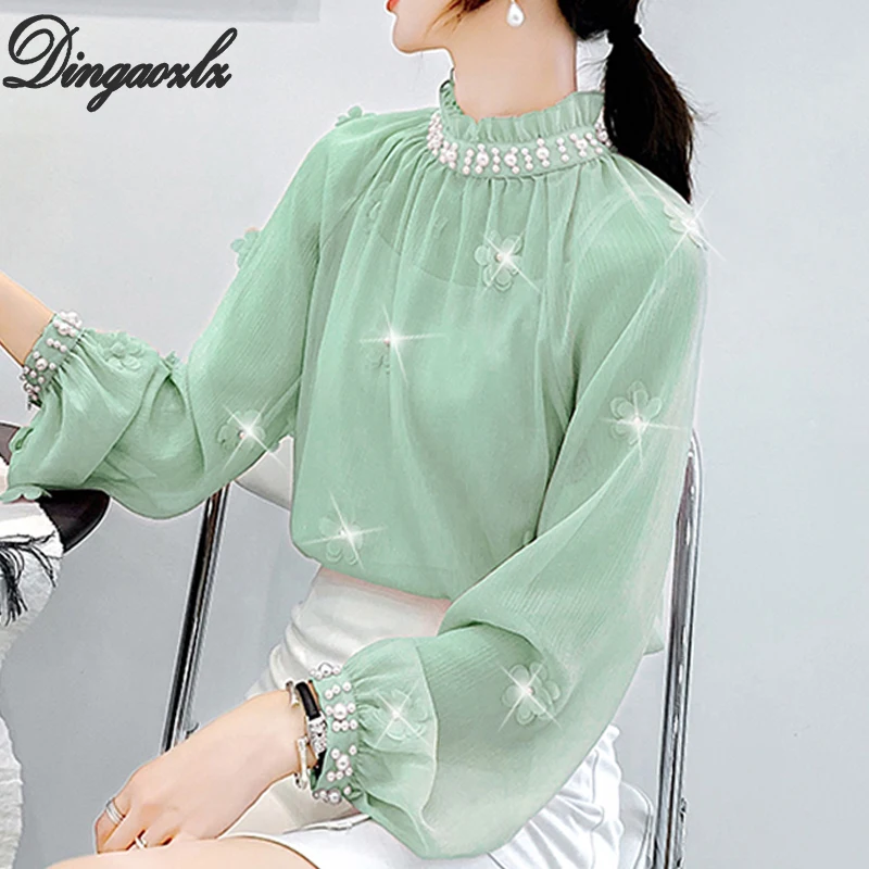 Dingaozlz Women clothing Autumn 2019 Ruffles collar Chiffon blouse shirt Lantern Sleeve Flower Loose Lady Top Beaded shirt
Dingaozlz Women clothing Autumn 2019 Ruffles collar Chiffon blouse shirt Lantern Sleeve Flower Loose Lady Top Beaded shirt