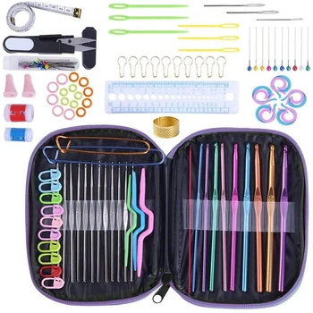 100Pcs Crochet Hook Set with Yarn Knitting Needles Sewing Tools Knit Gauge Stitch DIY Craft Tools Kit (Purple)
100Pcs Crochet Hook Set with Yarn Knitting Needles Sewing Tools Knit Gauge Stitch DIY Craft Tools Kit (Purple)