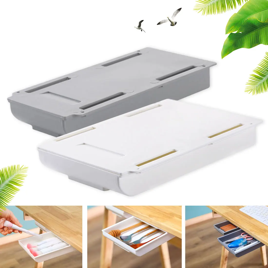 2PCS Gray/White Under Desk Storage Box One Grid Drawer Storage Box Tray Table Stand Drawer Storage Box Space Save Self-adhesive
2PCS Gray/White Under Desk Storage Box One Grid Drawer Storage Box Tray Table Stand Drawer Storage Box Space Save Self-adhesive
