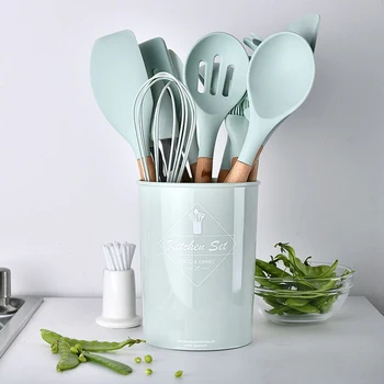 12PCS Kitchen Silicone Cookware Set Home Heat-Resistant Non-Stick Cookware With Wooden Handle Kitchen Tools With Storage Box
12PCS Kitchen Silicone Cookware Set Home Heat-Resistant Non-Stick Cookware With Wooden Handle Kitchen Tools With Storage Box