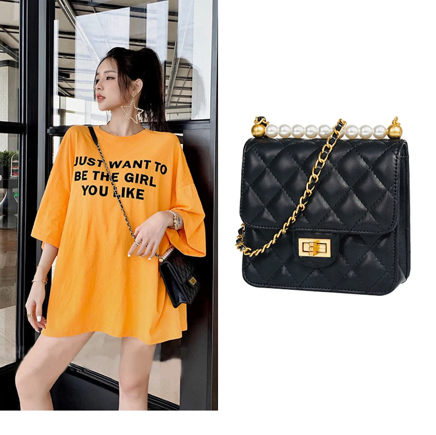 Pearl Chain Package Small Real 2019 Diamond Small Black Package Single Shoulder Messenger Small Bag Trend
Pearl Chain Package Small Real 2019 Diamond Small Black Package Single Shoulder Messenger Small Bag Trend