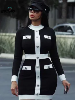 white black Sexy dresses long-sleeve bodycon button bandage rayon evening party wholesale celebrity 
white black Sexy dresses long-sleeve bodycon button bandage rayon evening party wholesale celebrity