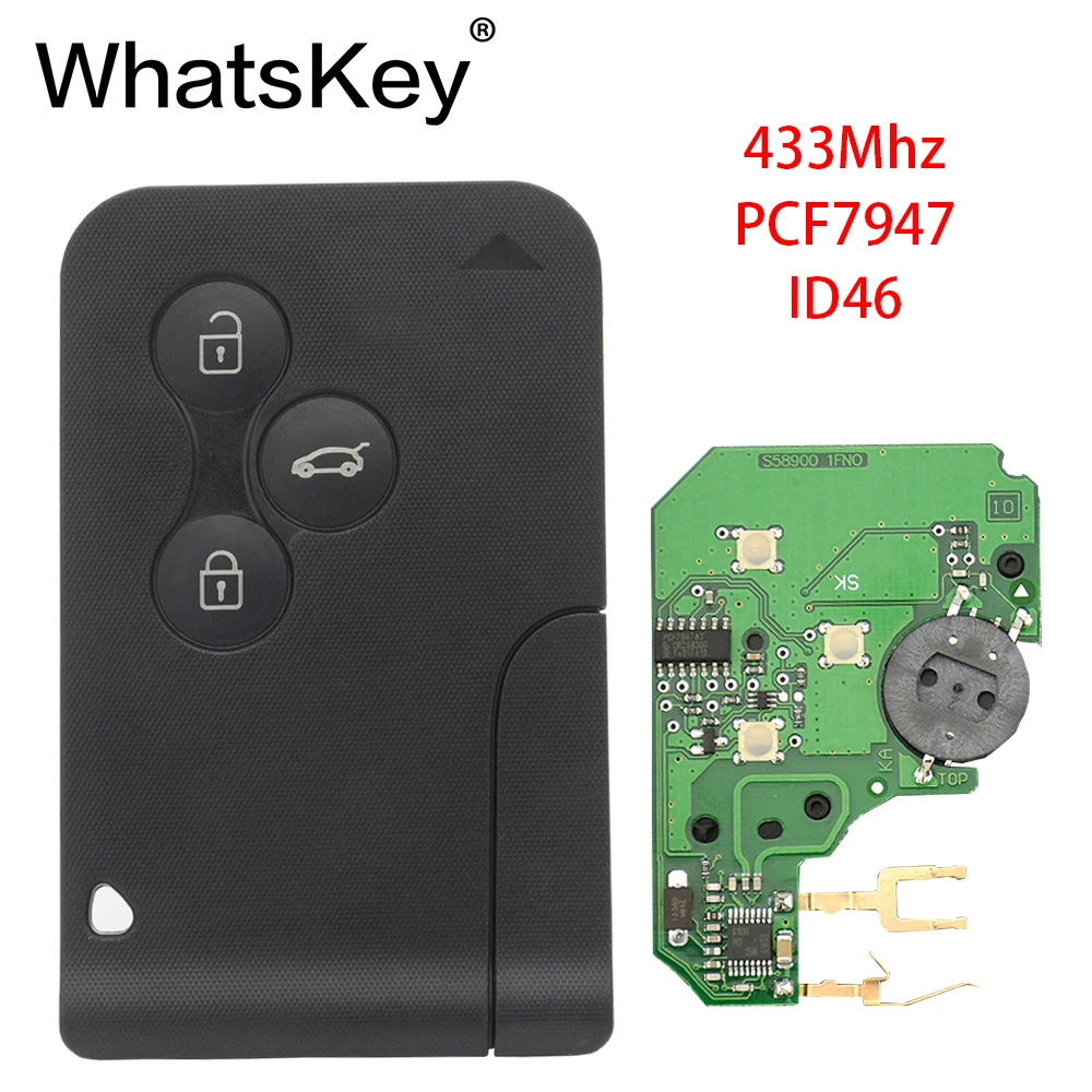 WhatsKey 5Pcs 433Mhz ID46 PCF7947 Chip with emergency small blade Smart Remote Car Key For Renault Megane Scenic card 2003-2008
WhatsKey 5Pcs 433Mhz ID46 PCF7947 Chip with emergency small blade Smart Remote Car Key For Renault Megane Scenic card 2003-2008