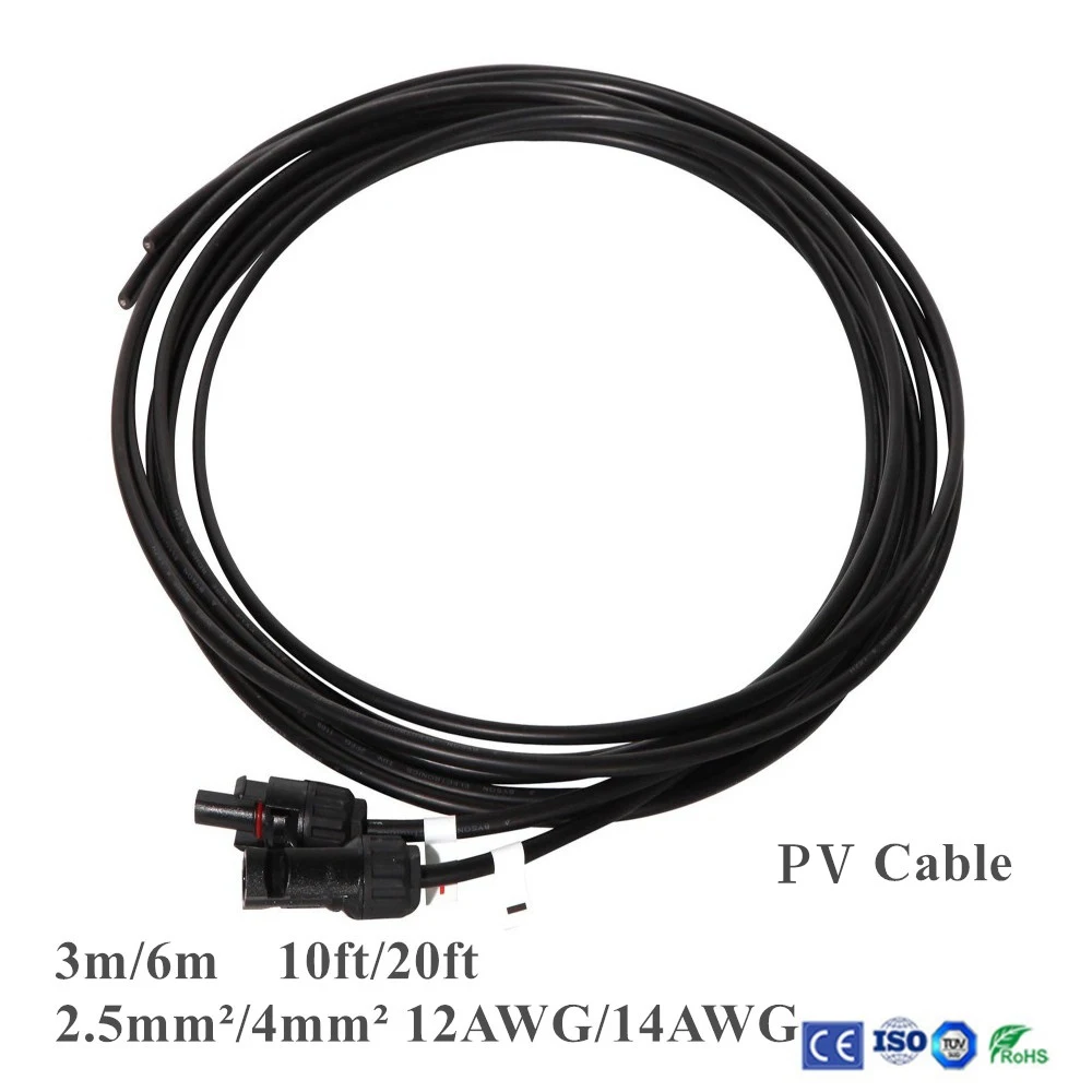 Фото 1 пара 3 м/6 м 10 футов/20 футов 2 5 мм 4 12AWG/14AWG солнечные панели PV кабель мужской и