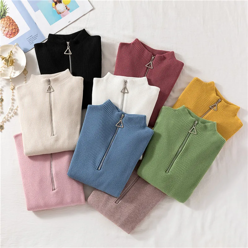 Sweater women winter turtleneck long sleeve wool knitting zipper sweater casual slim big elasticity
Sweater women winter turtleneck long sleeve wool knitting zipper sweater casual slim big elasticity