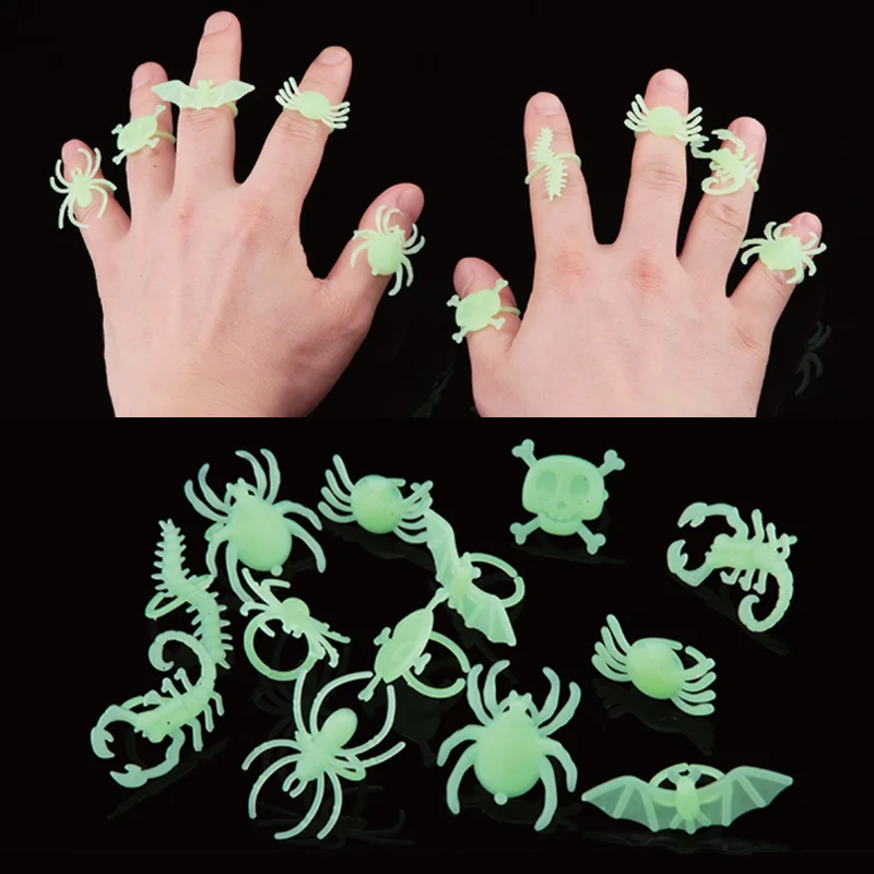 12PCS Mixed Glow In The Dark Skull Bat Spider Rings Finger Light Halloween Toy Plastic Ring Party Favor Gift
12PCS Mixed Glow In The Dark Skull Bat Spider Rings Finger Light Halloween Toy Plastic Ring Party Favor Gift