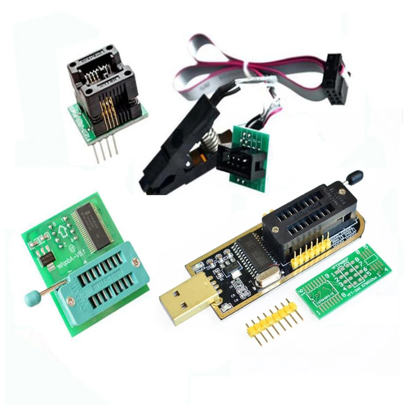 CH341 Programmer adapter+SICO8 adapter+ sop8 clip with cable+1.8Vadapter EEPROM Flash BIOS USB programmer ZIF adapter
CH341 Programmer adapter+SICO8 adapter+ sop8 clip with cable+1.8Vadapter EEPROM Flash BIOS USB programmer ZIF adapter