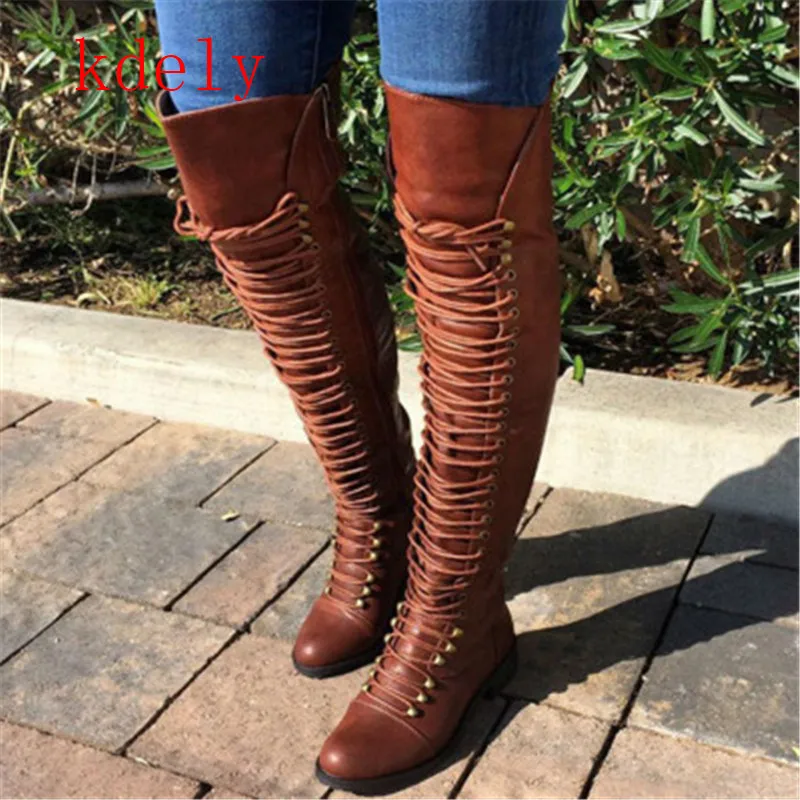 2020 New Sexy Ladies Lace Up Over The Knee Boots Plus Size 43 Platfrom Long Boots Women Shoes Thigh High Boots zapatos de mujer
2020 New Sexy Ladies Lace Up Over The Knee Boots Plus Size 43 Platfrom Long Boots Women Shoes Thigh High Boots zapatos de mujer