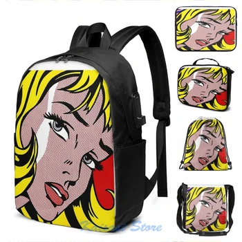 Funny Graphic print Pop art girl face Roy Lichtenstein USB Charge Backpack men School bags Women bag Travel laptop bag
Funny Graphic print Pop art girl face Roy Lichtenstein USB Charge Backpack men School bags Women bag Travel laptop bag