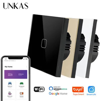 UNKAS Wifi Touch Smart Light Switch With Glass Panel Touch Sensor Switch 1/2/3 Gang EU Standard Smart Life Tuya Wall Switch
UNKAS Wifi Touch Smart Light Switch With Glass Panel Touch Sensor Switch 1/2/3 Gang EU Standard Smart Life Tuya Wall Switch