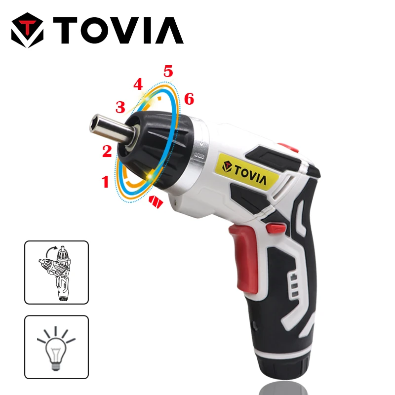 TOVIA 3.6V Cordless Electric Screwdriver 6N.M Mini Electric Screwdriver Battery Compact Screwdriver Bit Set
TOVIA 3.6V Cordless Electric Screwdriver 6N.M Mini Electric Screwdriver Battery Compact Screwdriver Bit Set