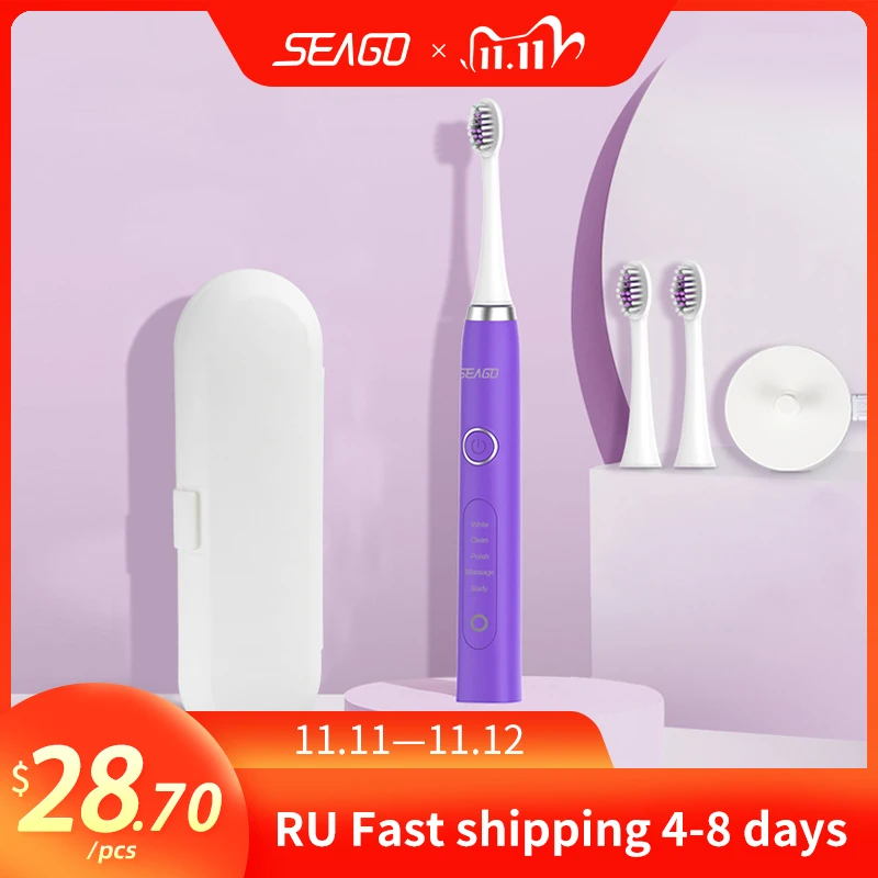 Seago Supercharged sonic tooth brush electric toothbrush smart timer brush Waterproof 5 modes with 3pcs Replacement Brush Head
Seago Supercharged sonic tooth brush electric toothbrush smart timer brush Waterproof 5 modes with 3pcs Replacement Brush Head