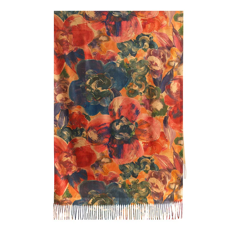 YILIAN Brand Floral Painting Long Scarf with Tassel Warm Soft Art Elegant Lady Winter Scarf
YILIAN Brand Floral Painting Long Scarf with Tassel Warm Soft Art Elegant Lady Winter Scarf