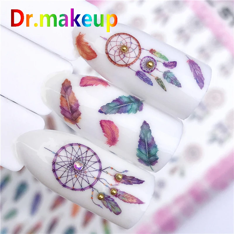 

Dr.makeup 1 Sheet 3D Water Transfer Nail Stickers DIY Dreamcatcher Flamingo Moon Nail Sliders Manicure Nail Art Decorations