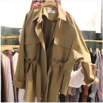 2019 Spring New Korean Turn-down Collar Solid Coat Pockets Zipper High Waist Adjustable Jacket Windbreaker Woman EF355
2019 Spring New Korean Turn-down Collar Solid Coat Pockets Zipper High Waist Adjustable Jacket Windbreaker Woman EF355