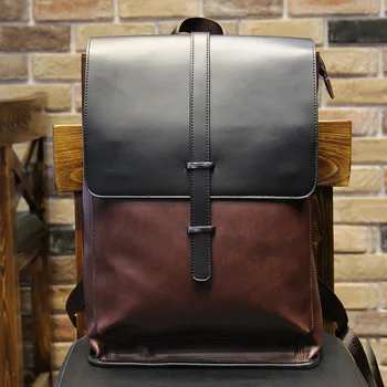 Men's shoulder bag PU leather backpack school bag wild men's bag retro student computer bag female Unisex backpack PU 
Men's shoulder bag PU leather backpack school bag wild men's bag retro student computer bag female Unisex backpack PU