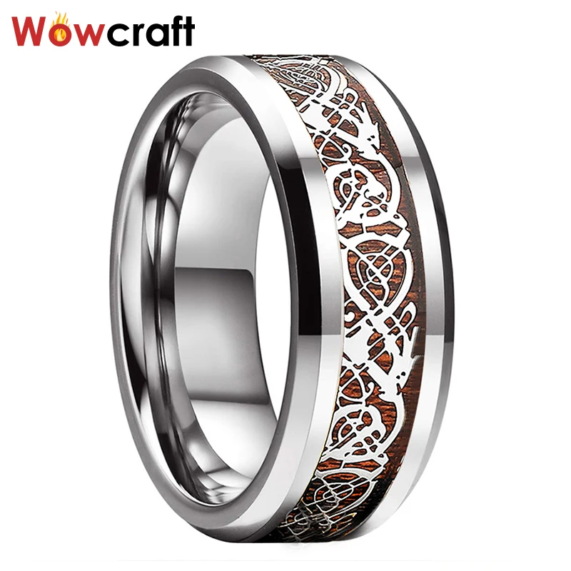 Tungsten Carbide Rings 8mm for Men Women Wedding Bands Dragon Koa Wood Inlay Comfort Fit Beveled Edges
Tungsten Carbide Rings 8mm for Men Women Wedding Bands Dragon Koa Wood Inlay Comfort Fit Beveled Edges